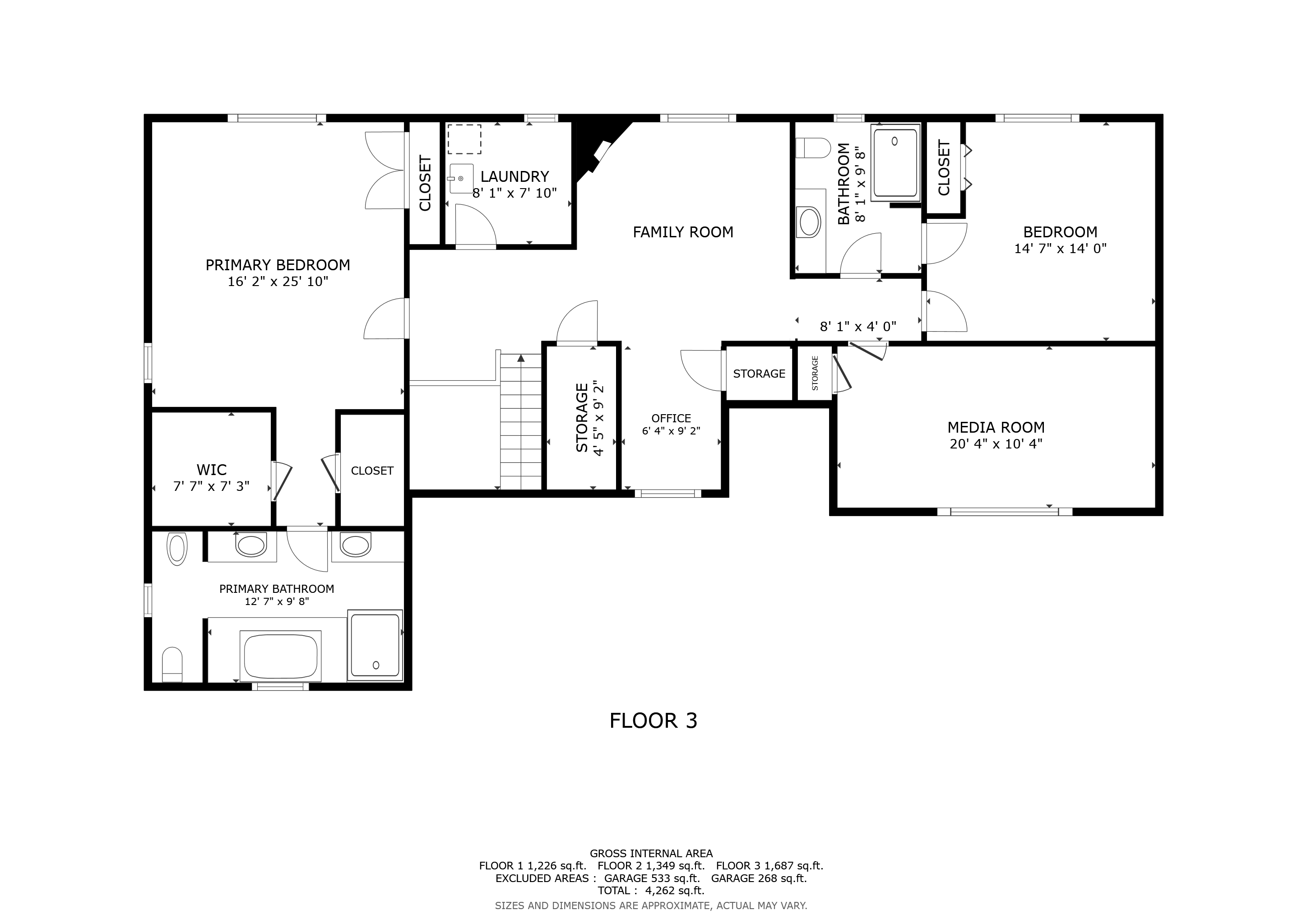 Upper level floor plan for 19 Forest Street