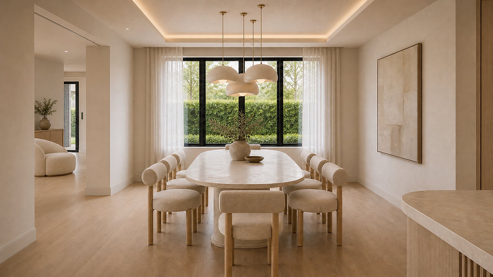 Rendering of the Lionshead Ranch tray-ceiling dining room