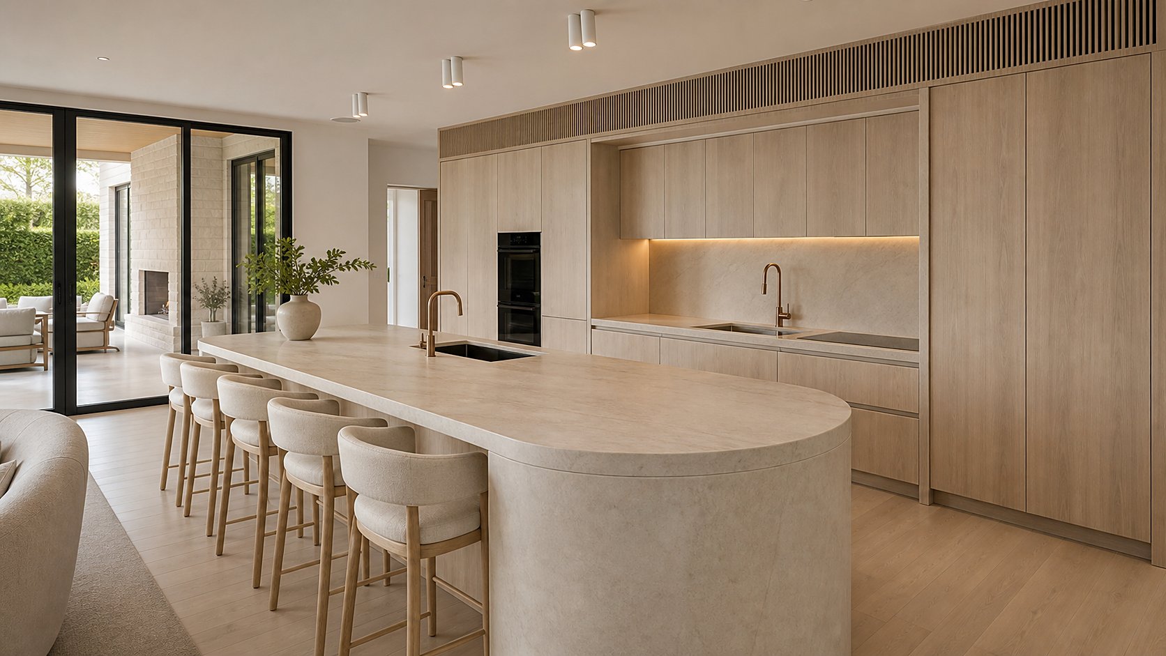 Rendering of the Lionshead Ranch island kitchen with bar seating